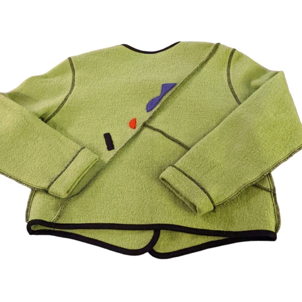 Green Wool Jacket With Geometric Patterns - image 3